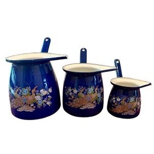 Vintage Peacock Design Turkish Coffee Pots Set of 3 by Hussein Hazimek